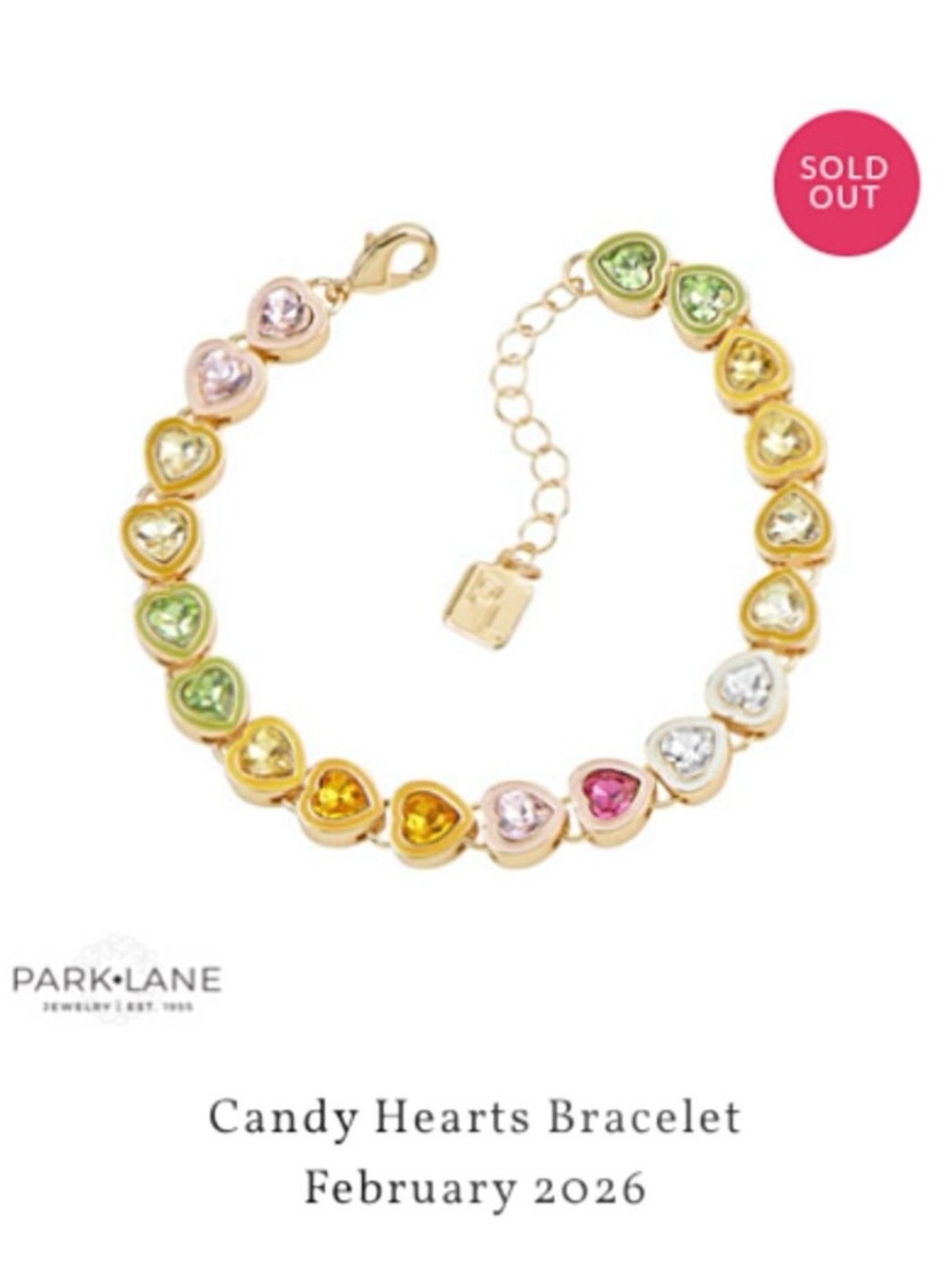 Park Lane CANDY HEARTS Bracelet Sparkle Box February Pastel Enamel NWT NIB
